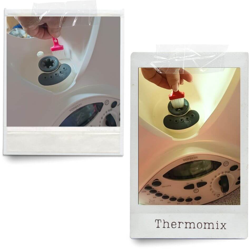 LUCKY TO HAVE® the smallest broom in the world, cleaning fine crumbs and powders inside a Thermomix by Vorwerk, turning everyday kitchen ideas into precise, mess-free moments.