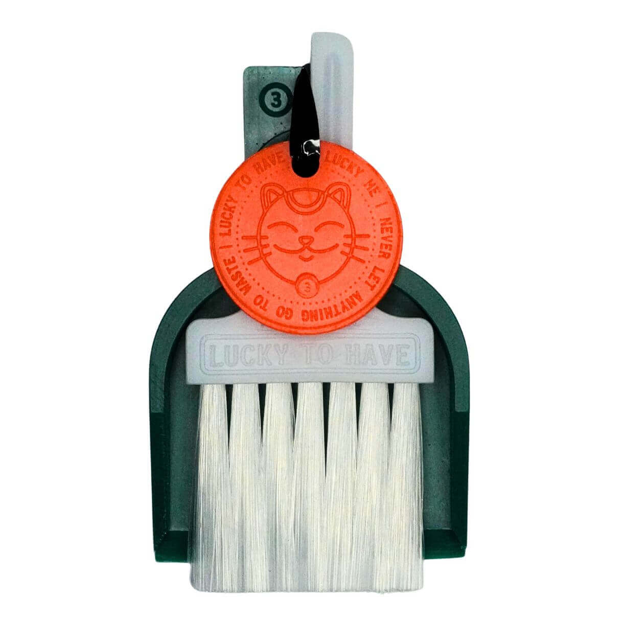 LUCKY TO HAVE® Mix: Mini Sweeper in contrasting colors, perfectly nested on a white background. This detail shot the custom design and colorful variety of the world's smallest sweeper set for fine things like weed.