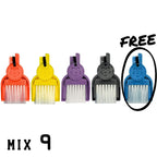 LUCKY TO HAVE® Mix 9: five mini broom sets in assorted colours for powders, herbs and fine crumbs, with the free fifth set circled.