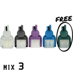 LUCKY TO HAVE® Mix 3: five mini broom sets in assorted colours for powders, herbs and fine crumbs, with the free fifth set circled.