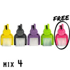 LUCKY TO HAVE® Mix 4: five mini broom sets in assorted colours for powders, herbs and fine crumbs, with the free fifth set circled.