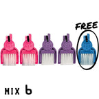 LUCKY TO HAVE® Mix 6: five mini broom sets in assorted colours for powders, herbs and fine crumbs, with the free fifth set circled.