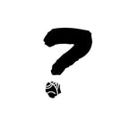 Large black question mark above a small LUCKY TO HAVE® lucky cat logo, centered on a clean white background.